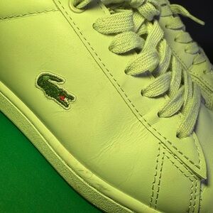 Lacoste Off-White Sneakers with Green Crocodile